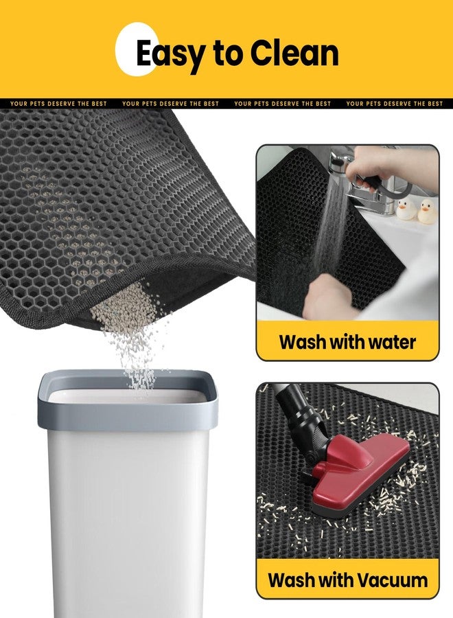 Polarduck Cat Litter Mat Compact Size 23.6"x14.6" for Small Spaces, Upgrade Waterproof Leakproof Back Layer, Honeycomb Trapping Mat, Washable, Easy to Clean, Scatter Control Kitty Litter Matt, Black - Image 4